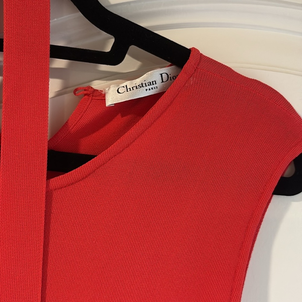 Dior Red Sleeveless Halter Mini Dress - Picture 2 of 4